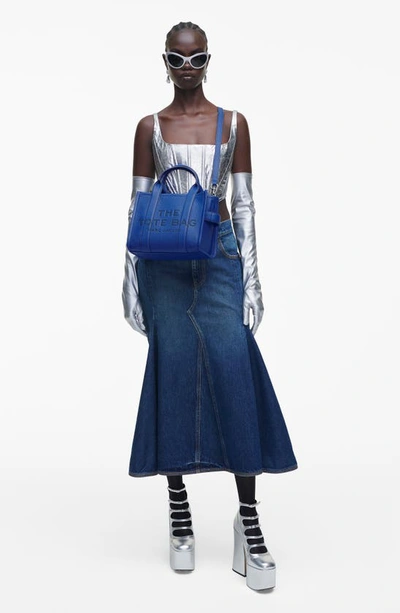 Shop Marc Jacobs The Leather Small Tote Bag In Cobalt