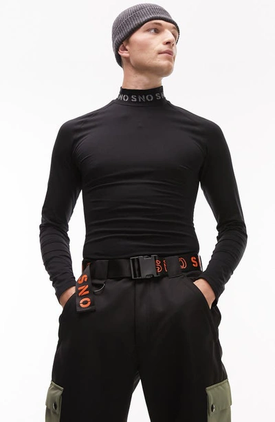 Shop Topman Sno Ski Soft Base Layer Mock Neck Top In Black