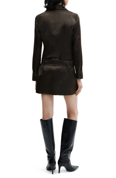 Mango Kate Long Sleeve Satin Cargo Minidress In Beige - Khaki