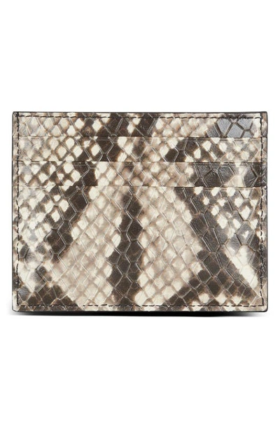 Shop Balmain B-buzz Calfskin Leather Card Case In Grey
