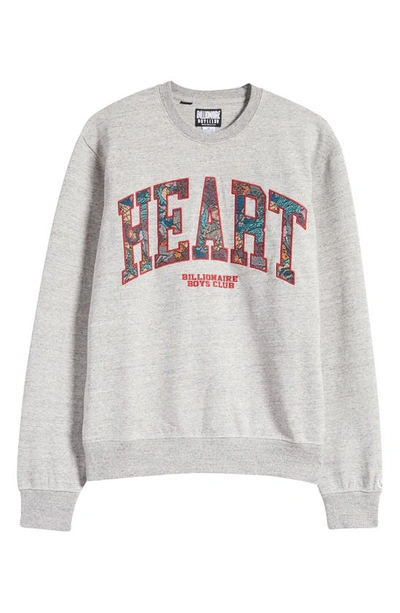 Shop Billionaire Boys Club Heart Appliqué Sweatshirt In Heather Gr