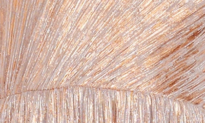 Shop Dress The Population Kienna Metallic Cutout Detail One-shoulder Gown In Beige-bronze