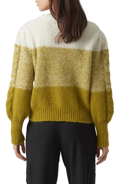 Shop Vero Moda Daiquiri Cable Knit Colorblock Sweater In Birch/ Avocado