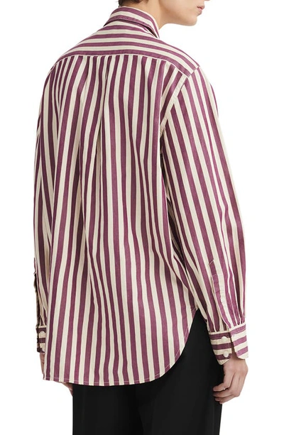 Shop Rag & Bone Maxine Stripe Cotton Shirt In Purple Stripe