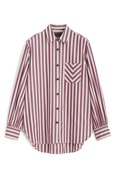 Shop Rag & Bone Maxine Stripe Cotton Shirt In Purple Stripe