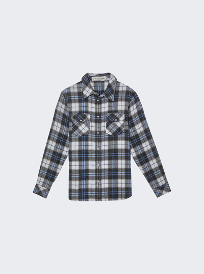 Shop God's True Cashmere Tartan Shirt In Pewter And Moonstone