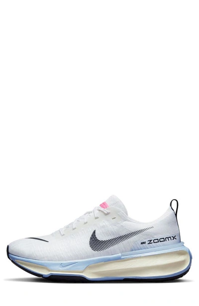 Nike Zoomx Invincible 3 Flyknit Running Sneakers In White/ Black/ Football Grey