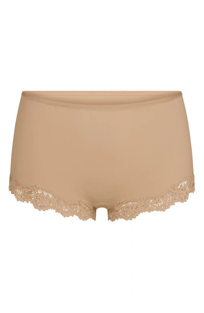Shop Skims Fits Everybody Lace Boyshorts In Clay