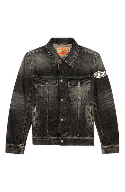Diesel Logo-plaque Denim Jacket In Black