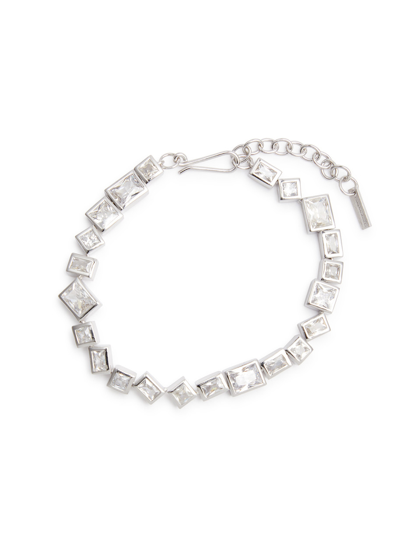 Shop Completedworks Crystal-embellished Rhodium-plated Bracelet In Silver