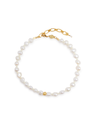 Shop Anni Lu Stella Pearly 18kt Gold-plated Anklet
