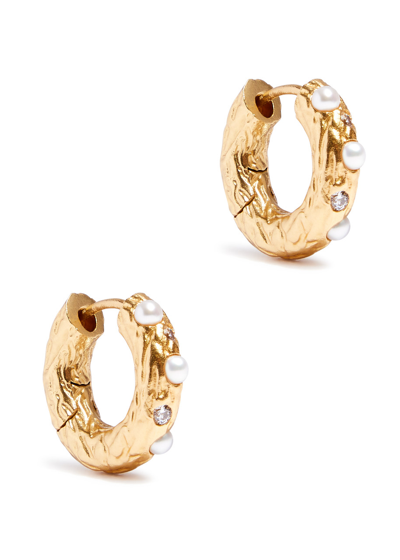 Shop Anni Lu Gem In A Hoop 18kt Gold-plated Hoop Earrings