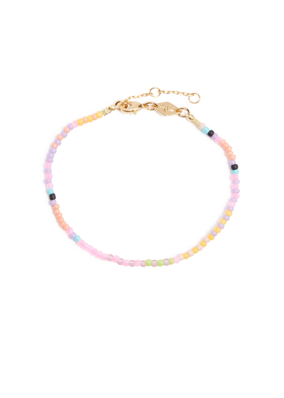 Shop Anni Lu Monte Carlo 18kt Gold-plated Beaded Bracelet In Pink