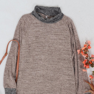 Shop Anna-kaci Mock Neck Two Tone Sweater In Brown