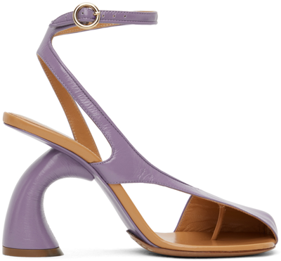 Shop Dries Van Noten Purple Leather Heeled Sandals In 403 Lilac