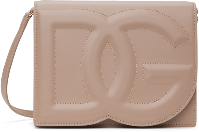 Shop Dolce & Gabbana Taupe Logo Crossbody Bag In 80402 Cipria