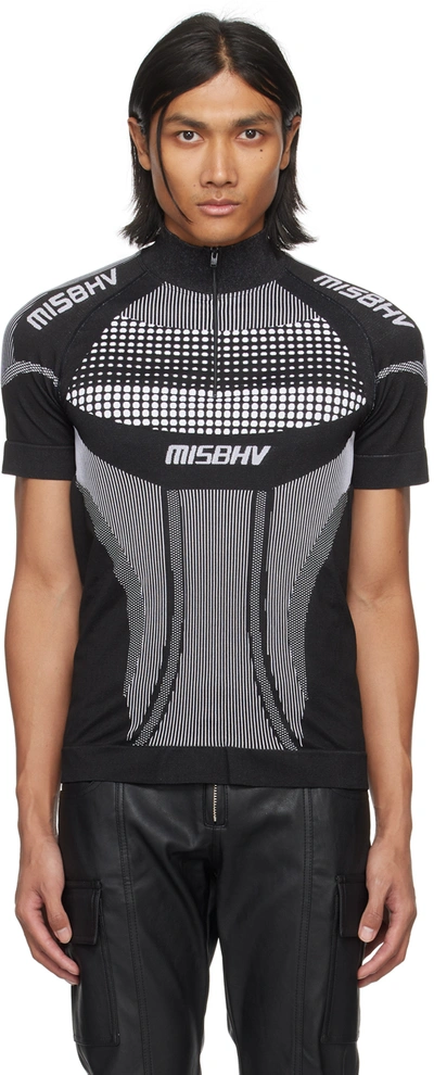 Misbhv Zip-up Performance T-shirt In Black/white