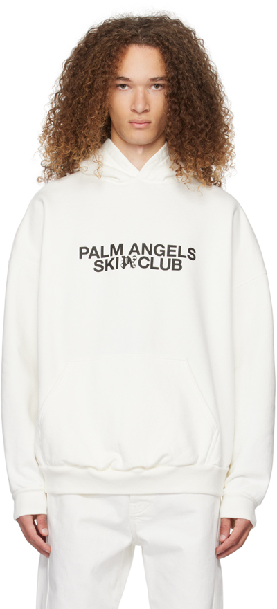 Shop Palm Angels Off-white 'ski Club' Hoodie In Butter Black