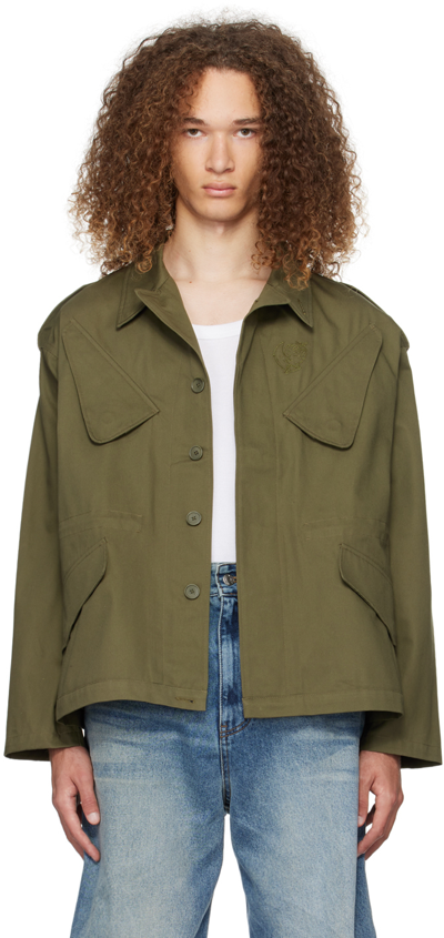 Shop Sky High Farm Workwear Khaki Samira Nasr Edition Jacket In Green