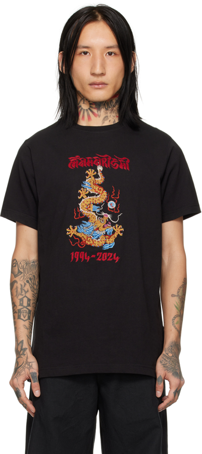 Shop Maharishi Black 5017 Descending Dragon T-shirt