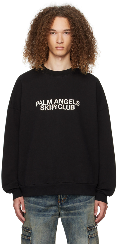 Shop Palm Angels Black 'ski Club' Sweatshirt In Black White