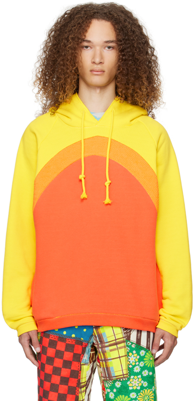 Shop Erl Yellow & Orange Rainbow Hoodie
