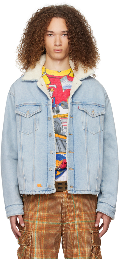 Shop Erl Blue Levi's Edition Denim Jacket