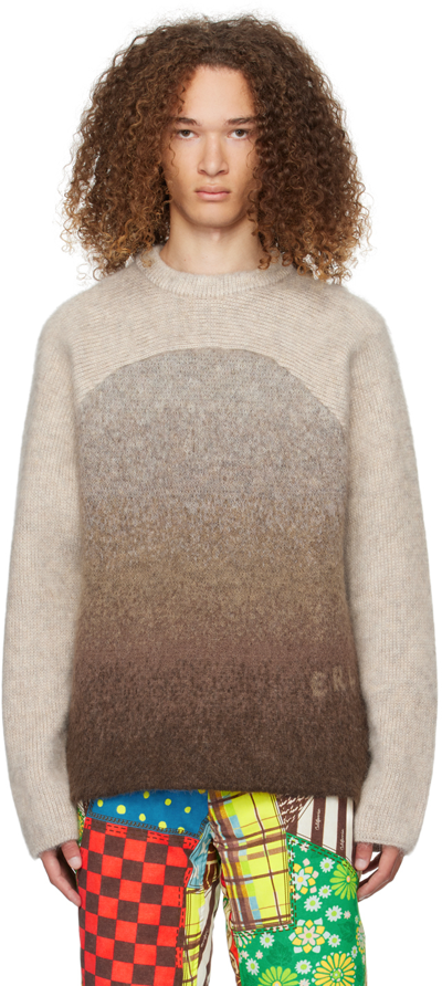 Shop Erl Brown Gradient Rainbow Sweater