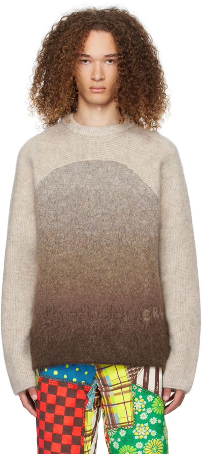 Erl Gradient Mohair Blend Knit With Relaxed Silhouette In Brown