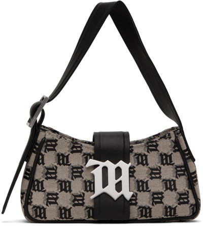 Shop Misbhv Beige & Black Jacquard Monogram Mini Shoulder Bag In Mlc