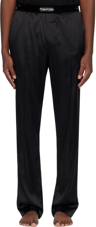 Shop Tom Ford Black Pinched Seam Pyjama Pants In 002 Black