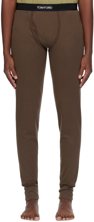 Shop Tom Ford Brown Jacquard Long Johns In 206 Nude 8