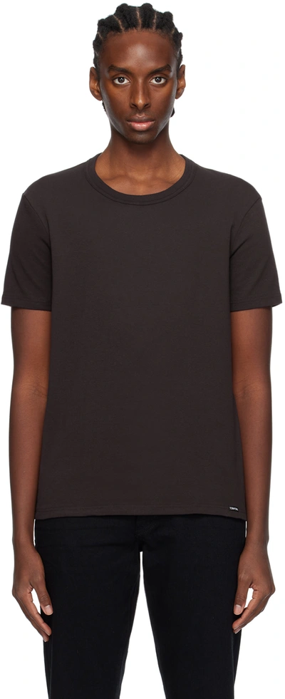 Shop Tom Ford Black Crewneck T-shirt In 204 Ebony