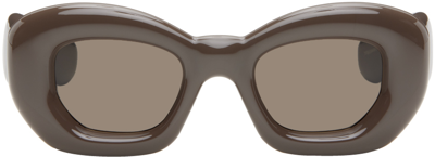 Shop Loewe Brown Inflated Butterfly Sunglasses In Darkbrown/brown