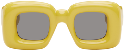 Shop Loewe Yellow Inflated Rectangular Sunglasses