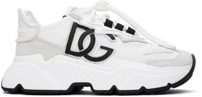 Shop Dolce & Gabbana White Mixed-material Daymaster Sneakers In 80001 Bianco