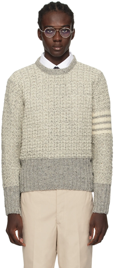 Shop Thom Browne Gray 4-bar Sweater In 055 Lt Grey