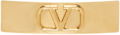 Shop Valentino Gold Vlogo Signature Hair Clip In Cs4 Oro 18