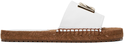 Shop Dolce & Gabbana White Devotion Nappa Sandals In 80002 Bianco Ottico