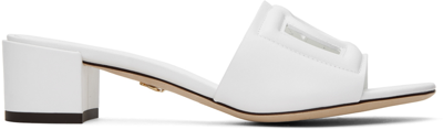 Shop Dolce & Gabbana White Calfskin Dg Millennials Logo Mules In 80001 Bianco