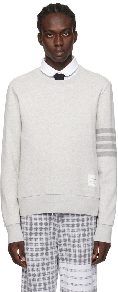 Shop Thom Browne Gray 4-bar Sweatshirt In 065 Lt Grey