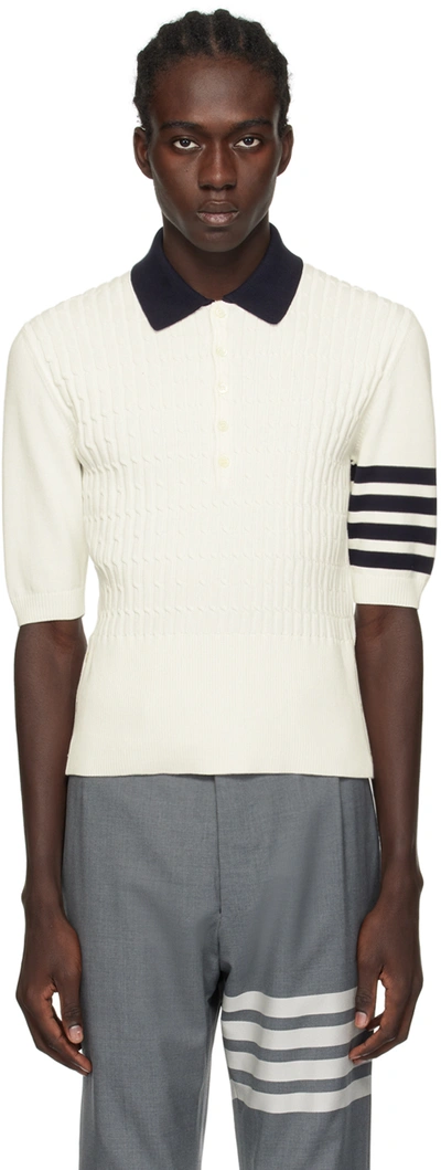 Shop Thom Browne White 4-bar Polo In 100 White