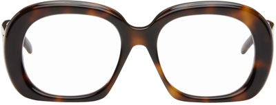 Shop Loewe Brown Curvy Glasses In Darkhavana