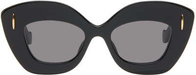 Shop Loewe Black Retro Screen Sunglasses In Black/smoke
