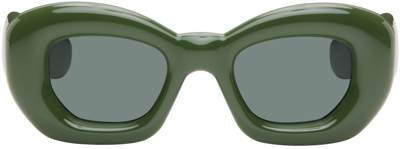 Shop Loewe Green Inflated Butterfly Sunglasses In Darkgreen/green