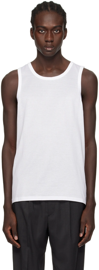 Shop Zegna White Scoop Tank Top In 100 - White