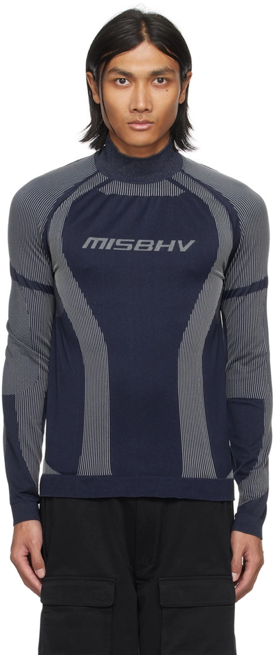 Shop Misbhv Navy Sport Turtleneck In Navy/white