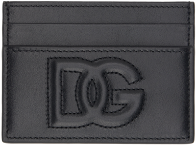 Shop Dolce & Gabbana Black Calfskin Dg Logo Card Holder In 80999 Nero