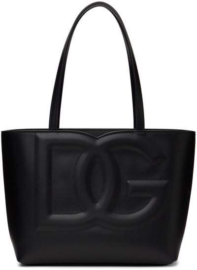 Shop Dolce & Gabbana Black Small Dg Logo Tote In 80999 Nero
