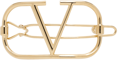 Shop Valentino Gold Vlogo Hair Clip In Cs4 Oro 18